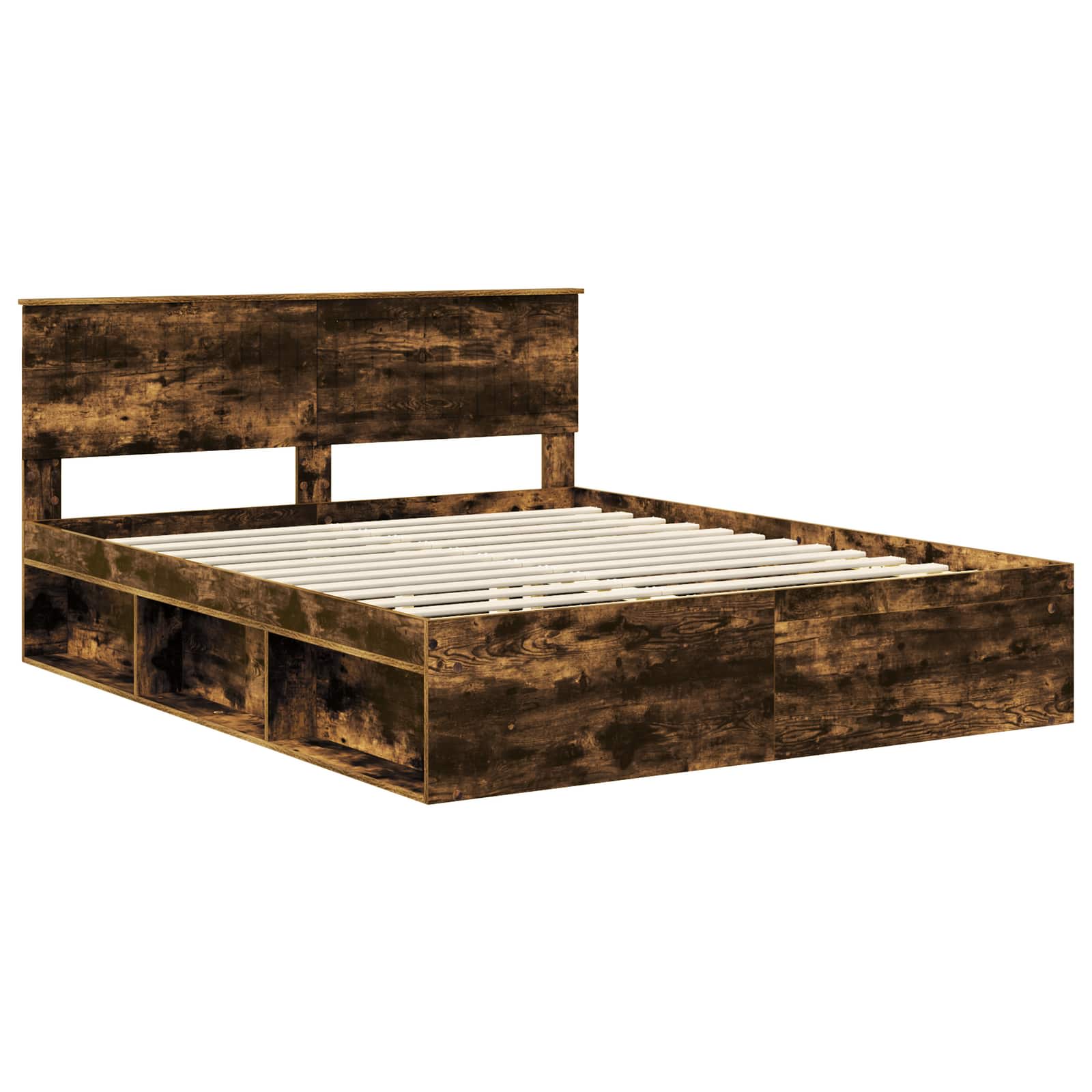 vidaXL Ramka łóżka Dąb wędzony 160 x 200 cm Lite drewno sosnowe
