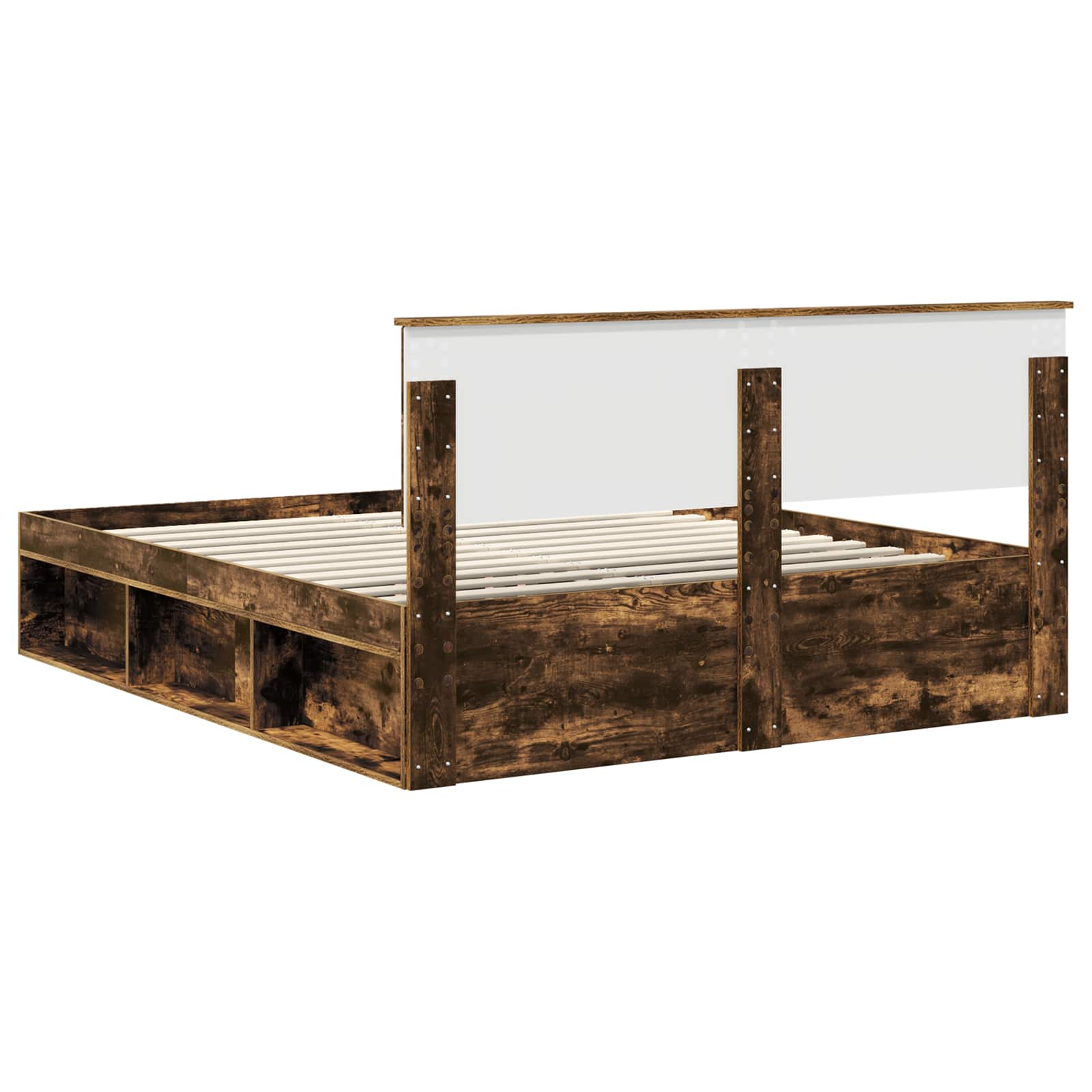 vidaXL Ramka łóżka Dąb wędzony 160 x 200 cm Lite drewno sosnowe
