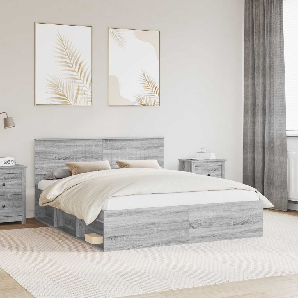 vidaXL Ramka łóżka Szary Sonoma 160 x 200 cm Lite drewno sosnowe