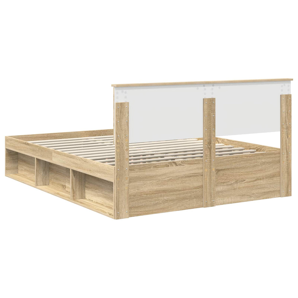 vidaXL Ramka łóżka Dąb Sonoma 150 x 200 cm Lite drewno sosnowe