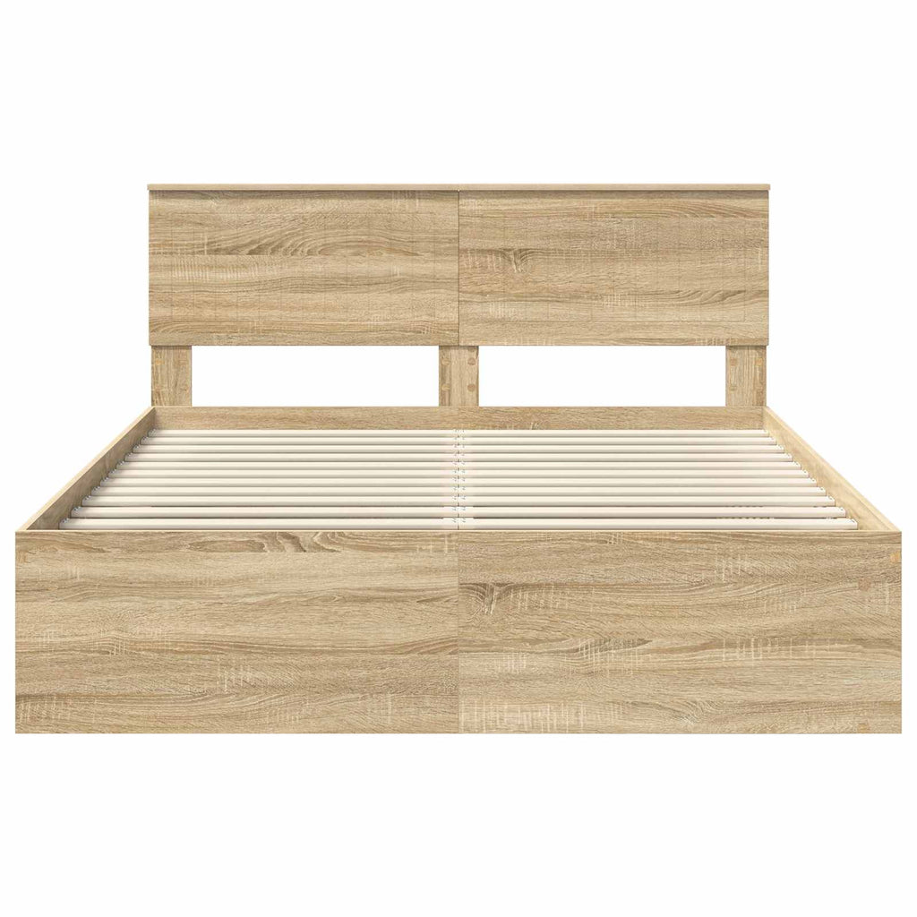 vidaXL Ramka łóżka Dąb Sonoma 150 x 200 cm Lite drewno sosnowe