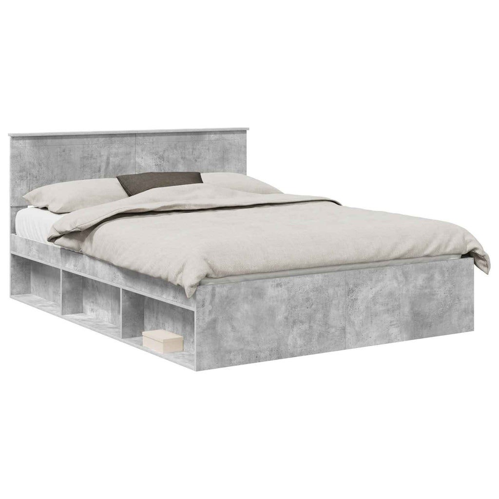 vidaXL Ramka łóżka Szary beton 150 x 200 cm Lite drewno sosnowe