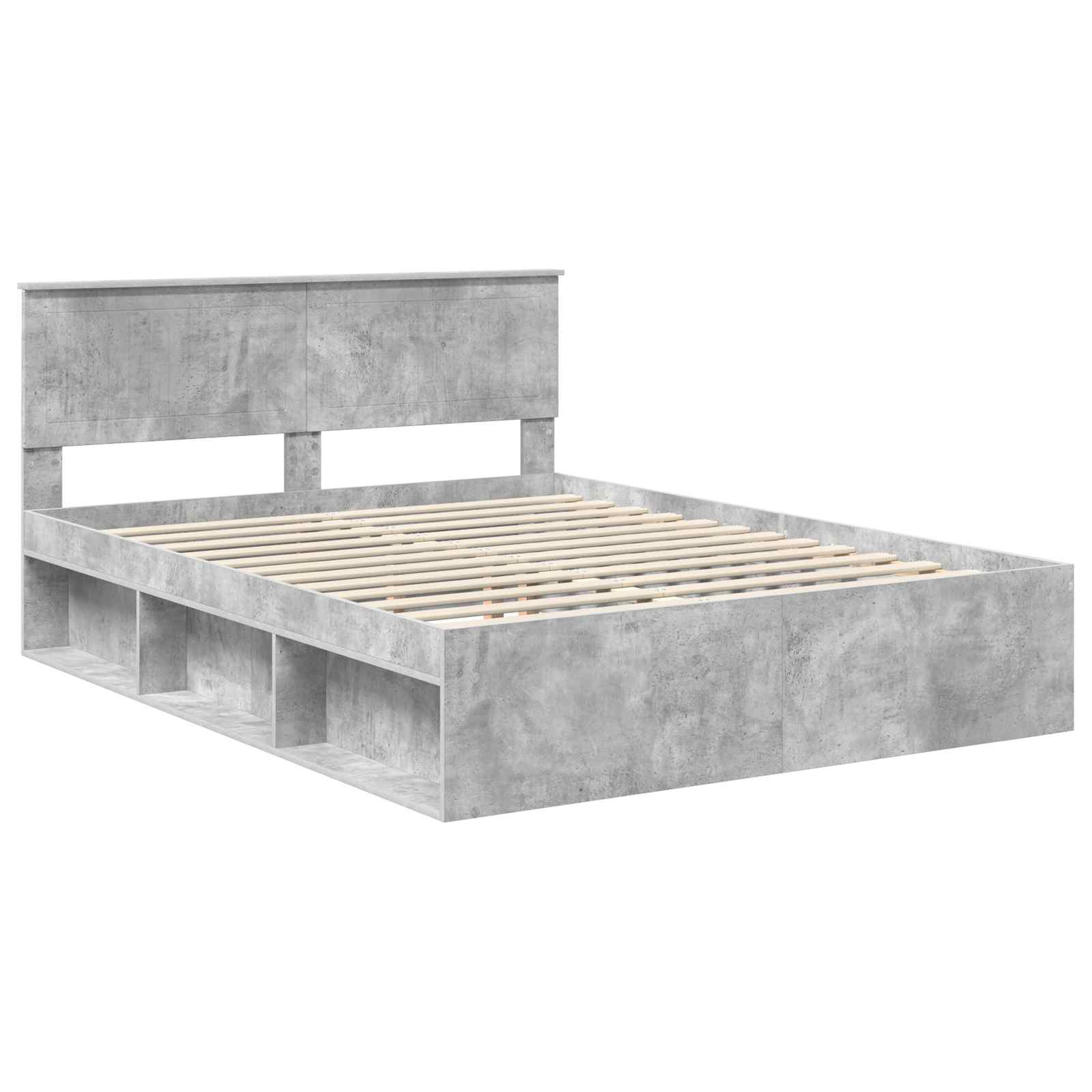 vidaXL Ramka łóżka Szary beton 150 x 200 cm Lite drewno sosnowe