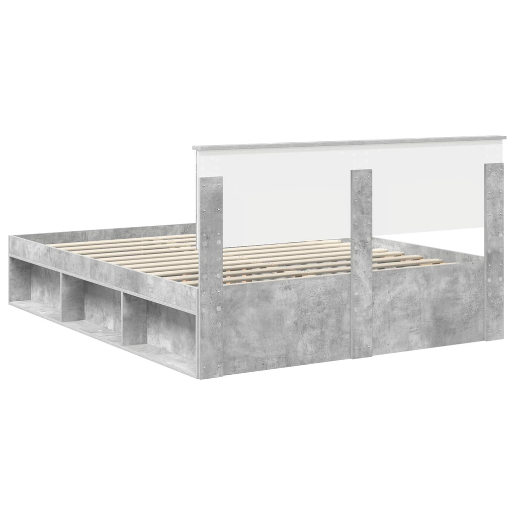 vidaXL Ramka łóżka Szary beton 150 x 200 cm Lite drewno sosnowe
