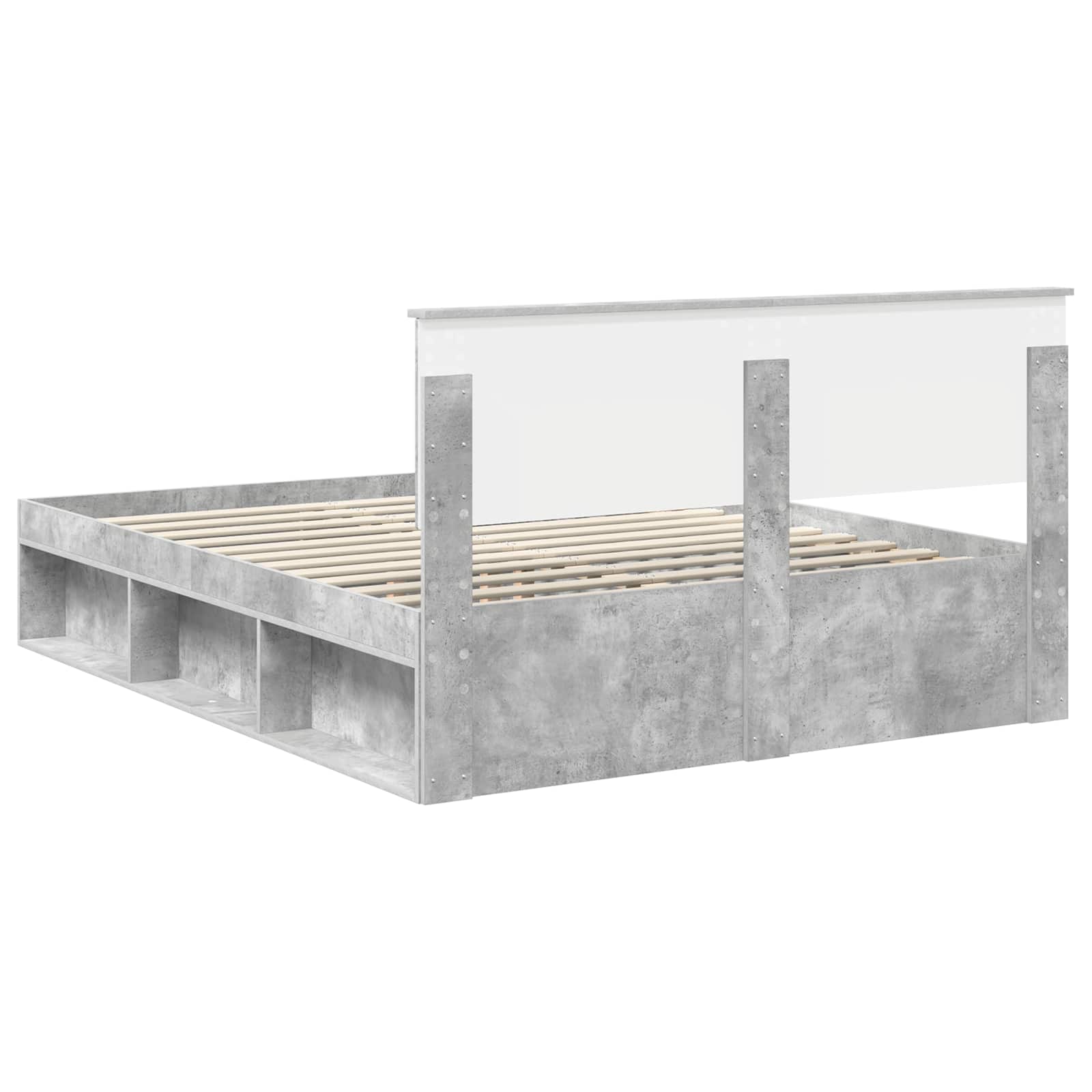 vidaXL Ramka łóżka Szary beton 150 x 200 cm Lite drewno sosnowe