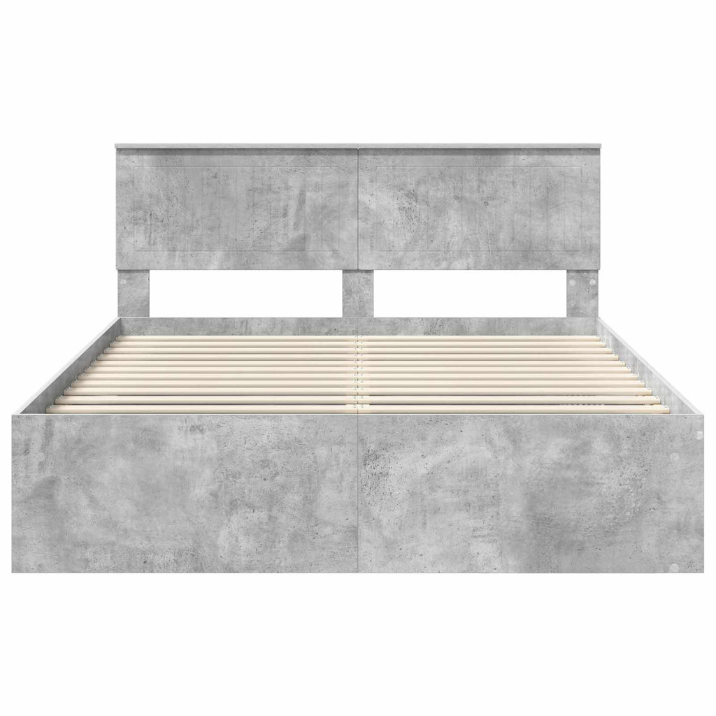 vidaXL Ramka łóżka Szary beton 150 x 200 cm Lite drewno sosnowe