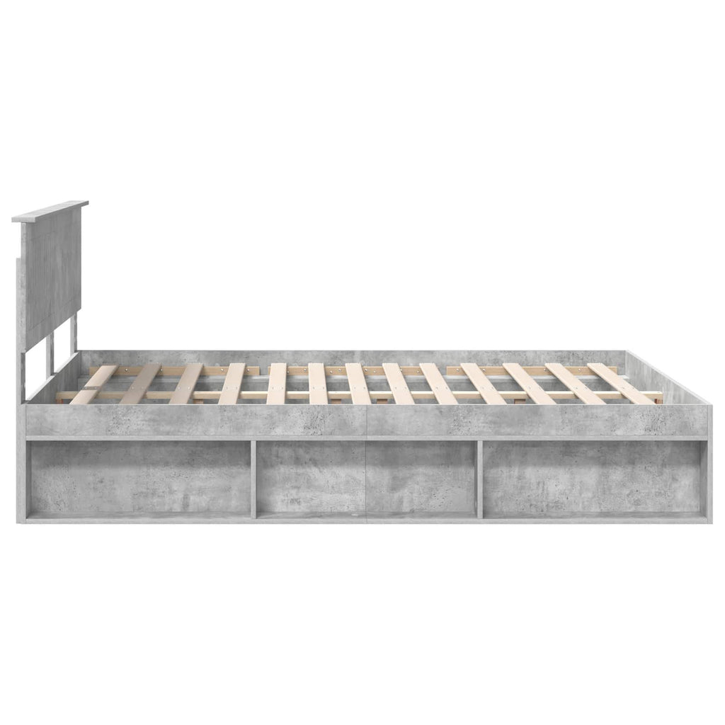 vidaXL Ramka łóżka Szary beton 150 x 200 cm Lite drewno sosnowe