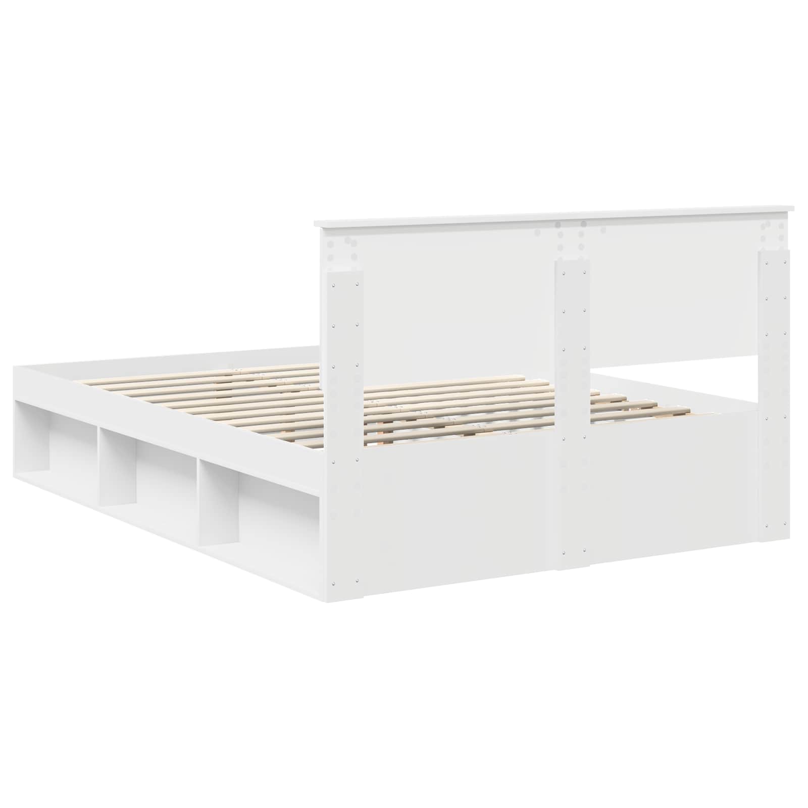 vidaXL Ramka łóżka Z zagłówkiem Biały 140 x 200 cm Lite drewno sosnowe