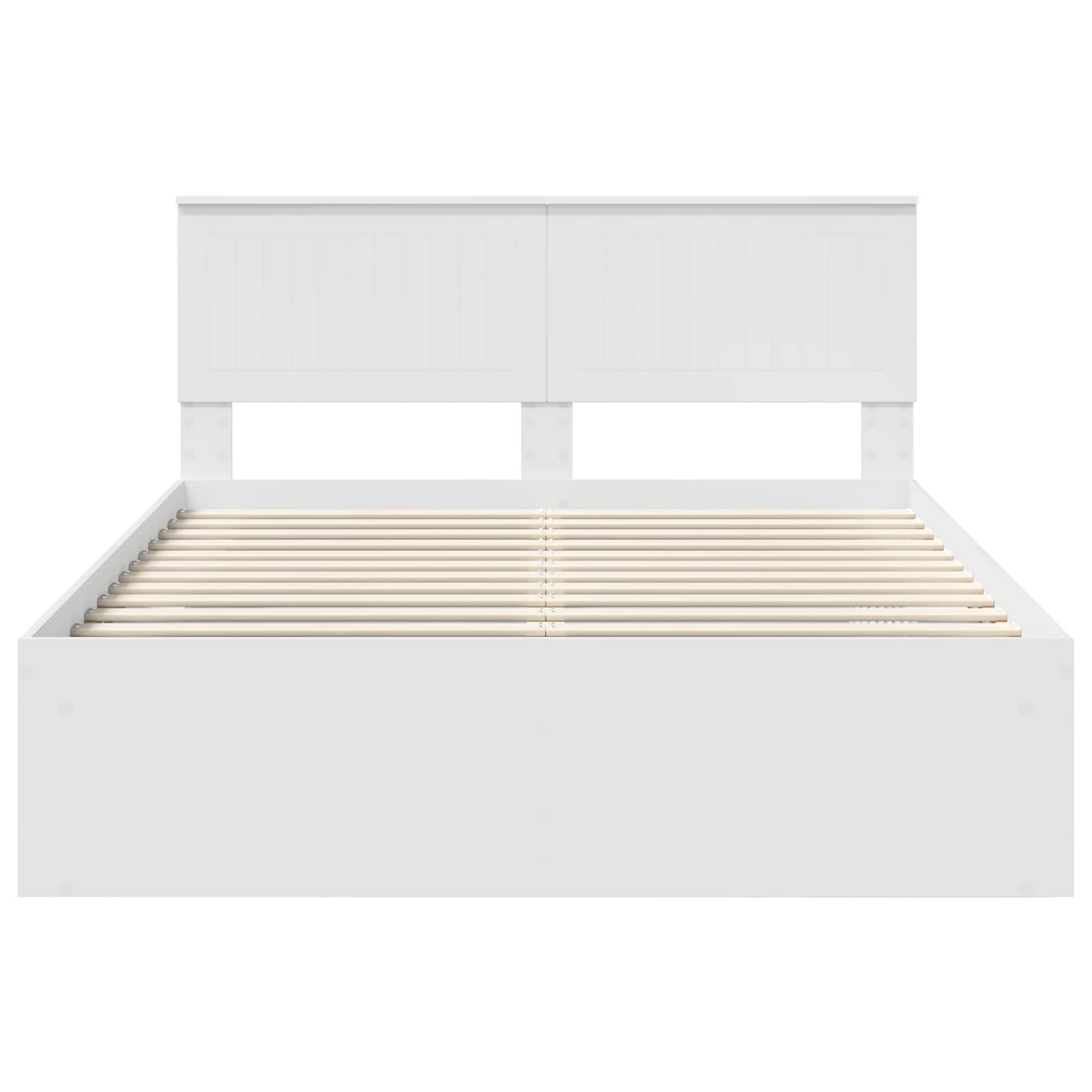 vidaXL Ramka łóżka Z zagłówkiem Biały 140 x 200 cm Lite drewno sosnowe