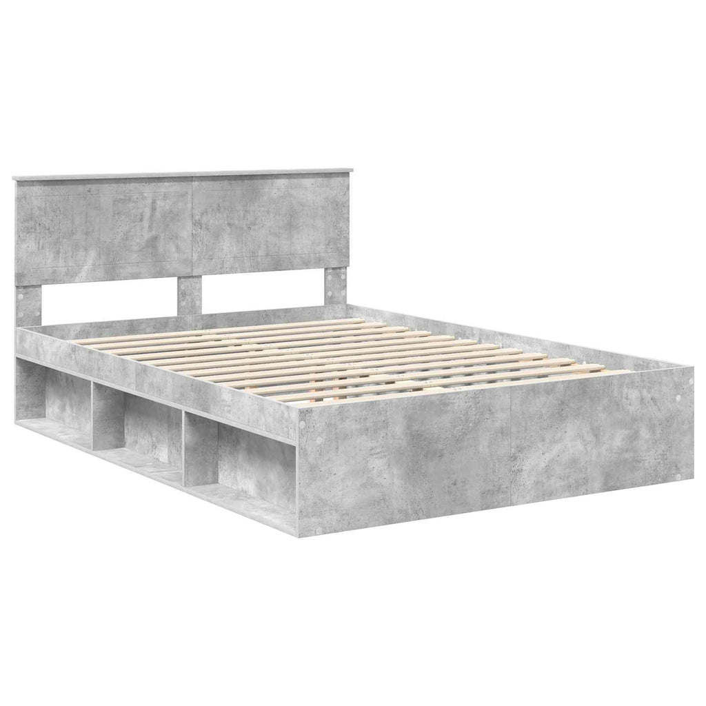 vidaXL Ramka łóżka Betonowy 140 x 200 cm Lite drewno sosnowe