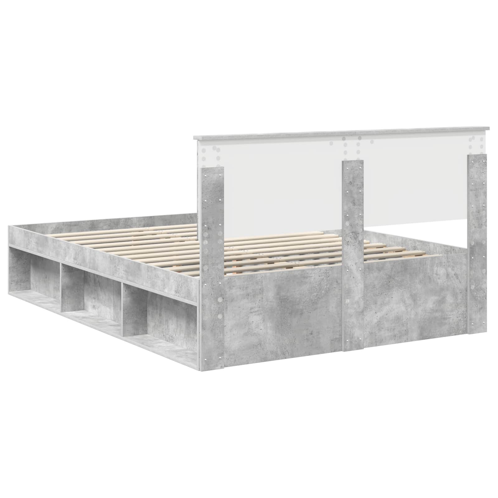 vidaXL Ramka łóżka Betonowy 140 x 200 cm Lite drewno sosnowe