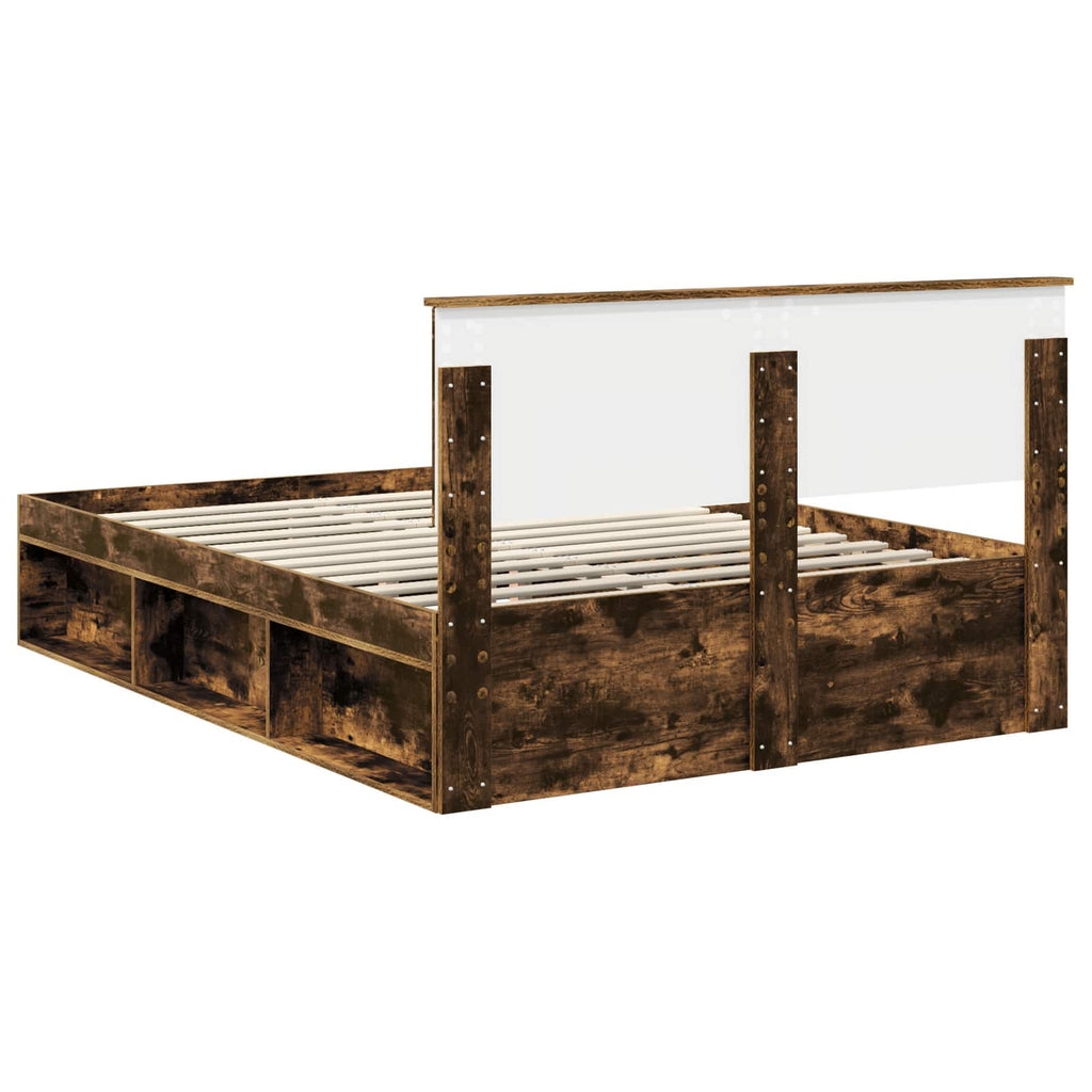 vidaXL Ramka łóżka Dąb wędzony 140 x 200 cm Lite drewno sosnowe