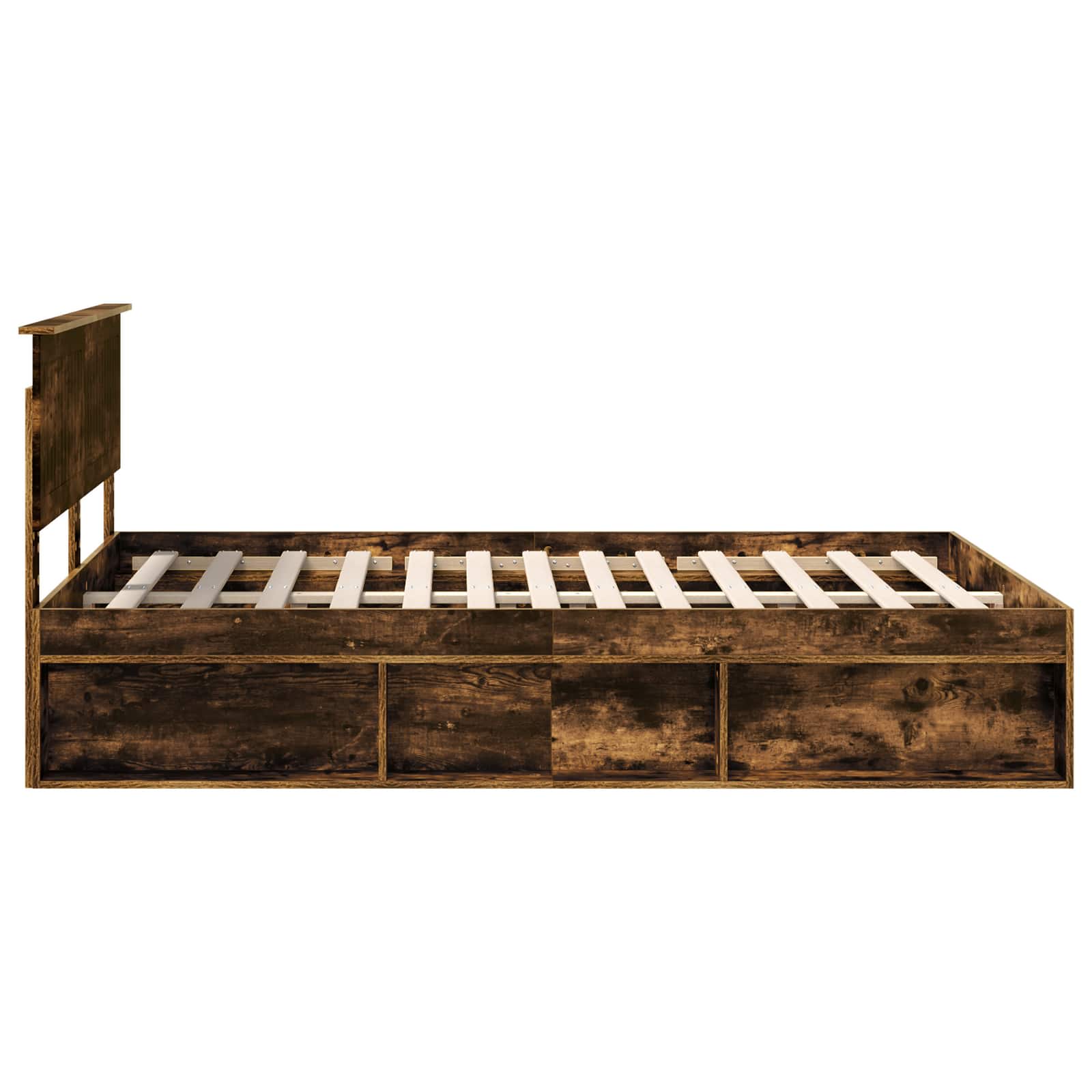 vidaXL Ramka łóżka Dąb wędzony 140 x 200 cm Lite drewno sosnowe