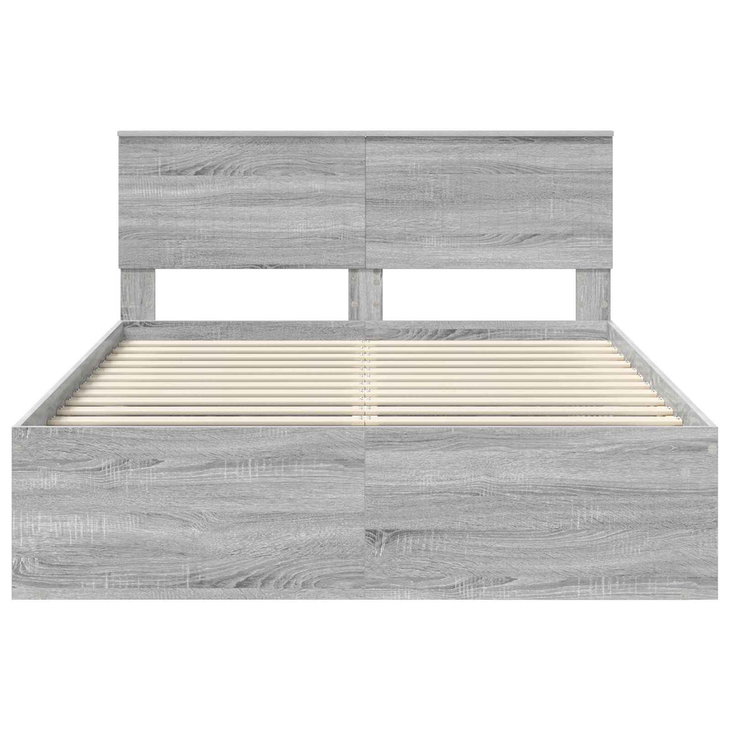 vidaXL Ramka łóżka Szary Sonoma 140 x 200 cm Lite drewno sosnowe