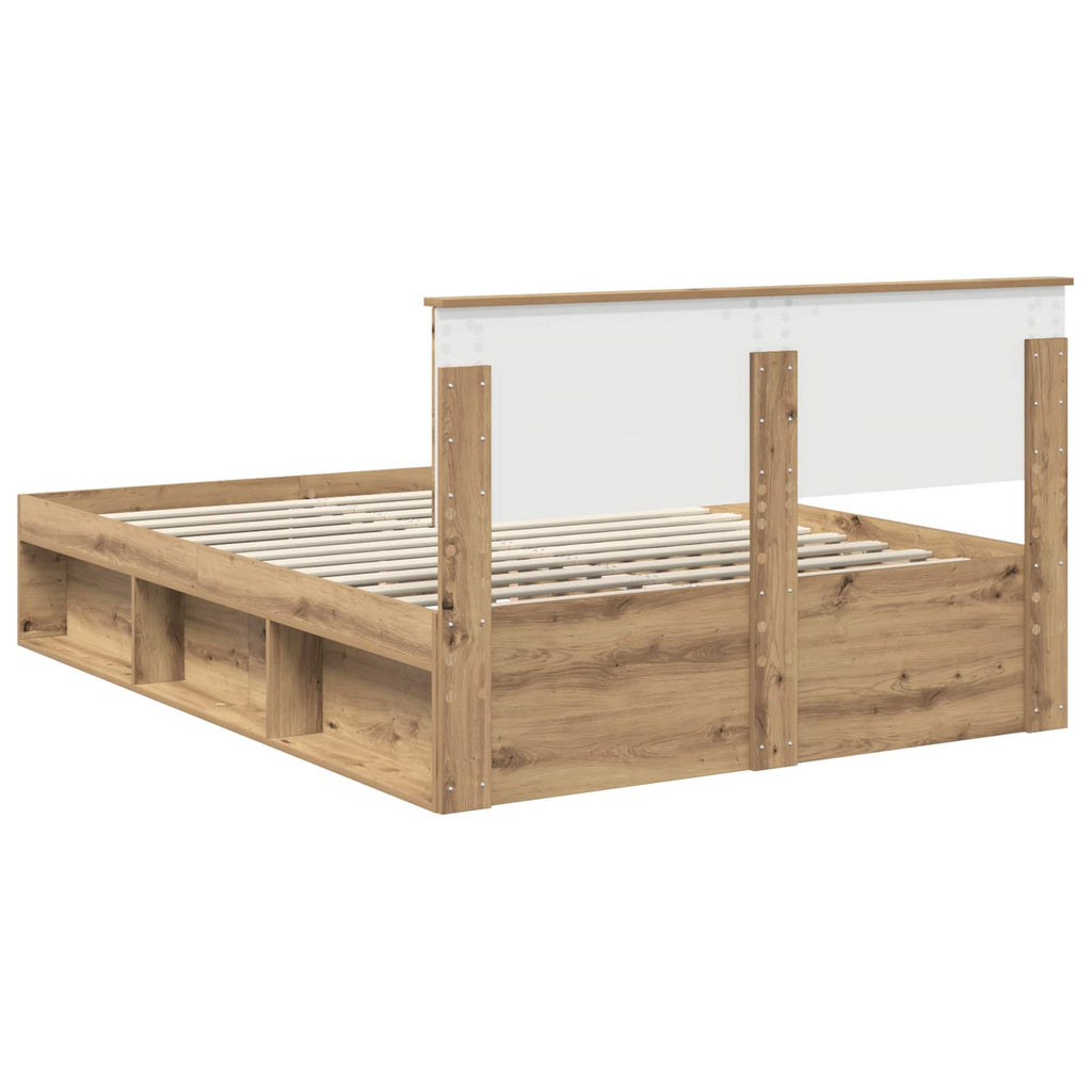 vidaXL Ramka łóżka Dąb rzemieślniczy 140 x 200 cm Lite drewno sosnowe