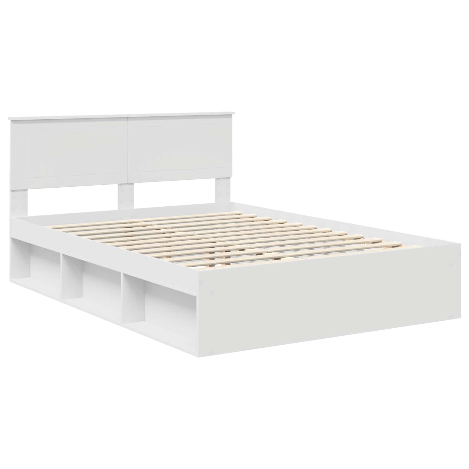 vidaXL Ramka łóżka Z zagłówkiem Biały 140 x 190 cm Lite drewno sosnowe