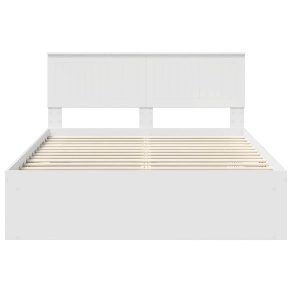 vidaXL Ramka łóżka Z zagłówkiem Biały 140 x 190 cm Lite drewno sosnowe