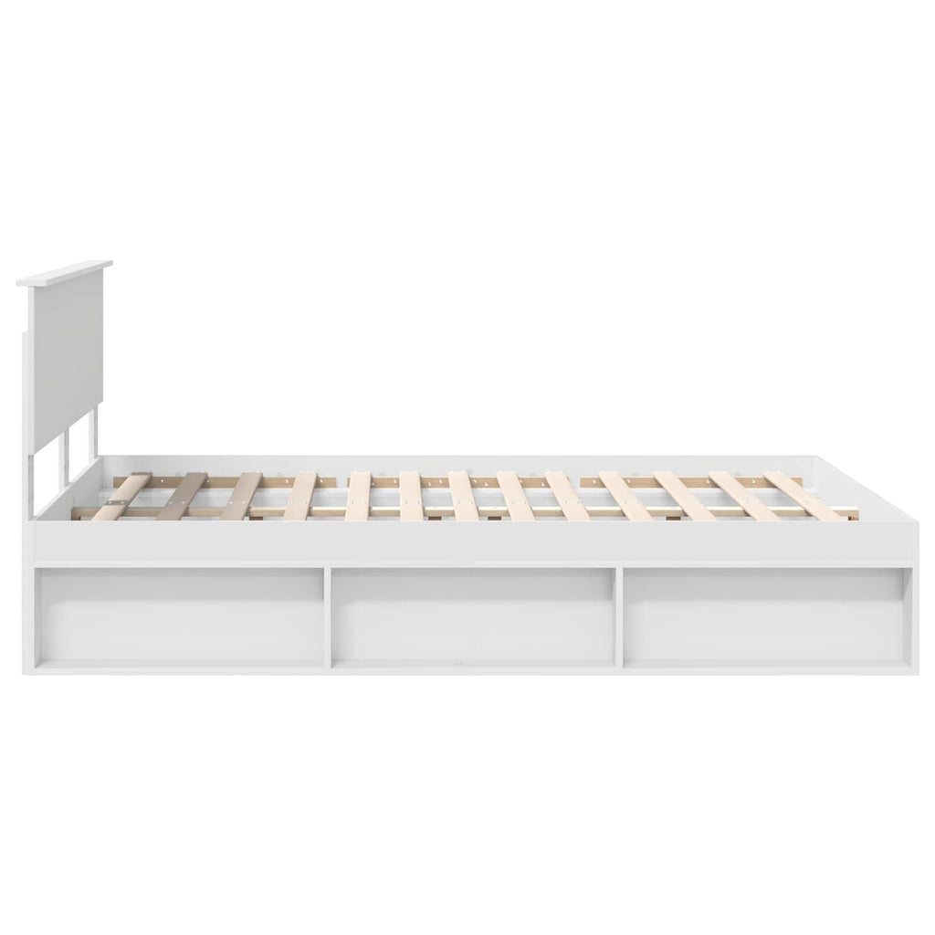 vidaXL Ramka łóżka Z zagłówkiem Biały 140 x 190 cm Lite drewno sosnowe