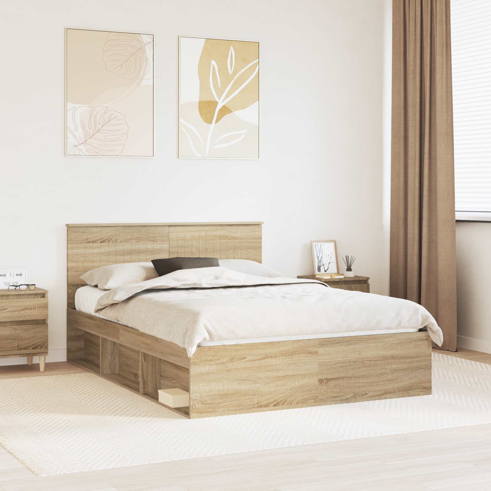 vidaXL Ramka łóżka Sonoma 140 x 190 cm Lite drewno sosnowe