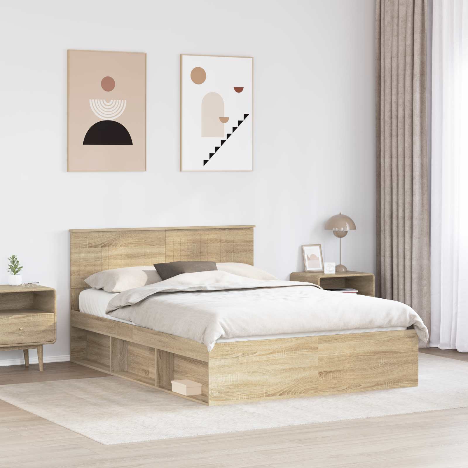 vidaXL Ramka łóżka Sonoma 140 x 190 cm Lite drewno sosnowe