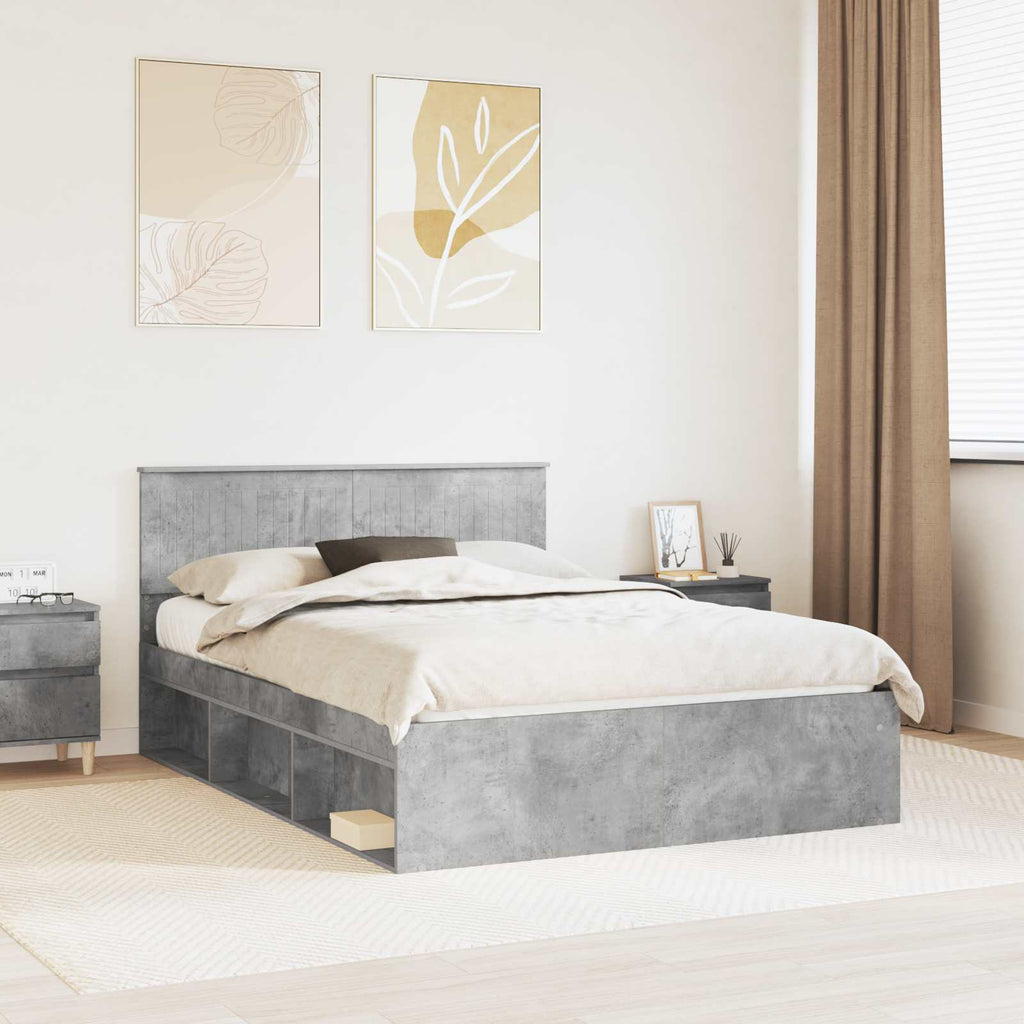 vidaXL Ramka łóżka Betonowy 140 x 190 cm Lite drewno sosnowe