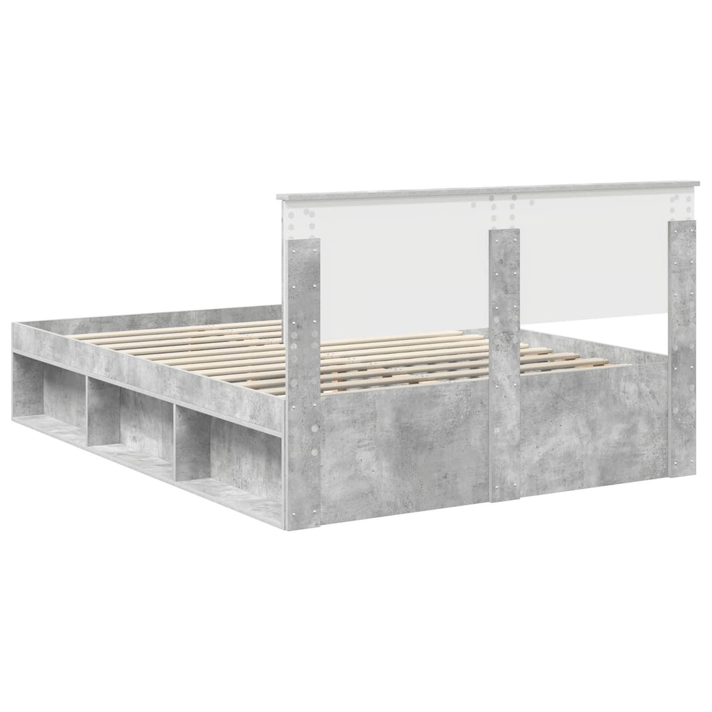 vidaXL Ramka łóżka Betonowy 140 x 190 cm Lite drewno sosnowe