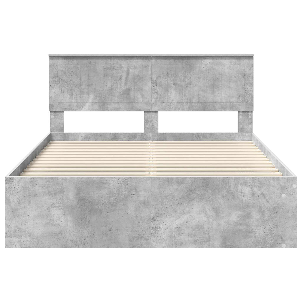 vidaXL Ramka łóżka Betonowy 140 x 190 cm Lite drewno sosnowe