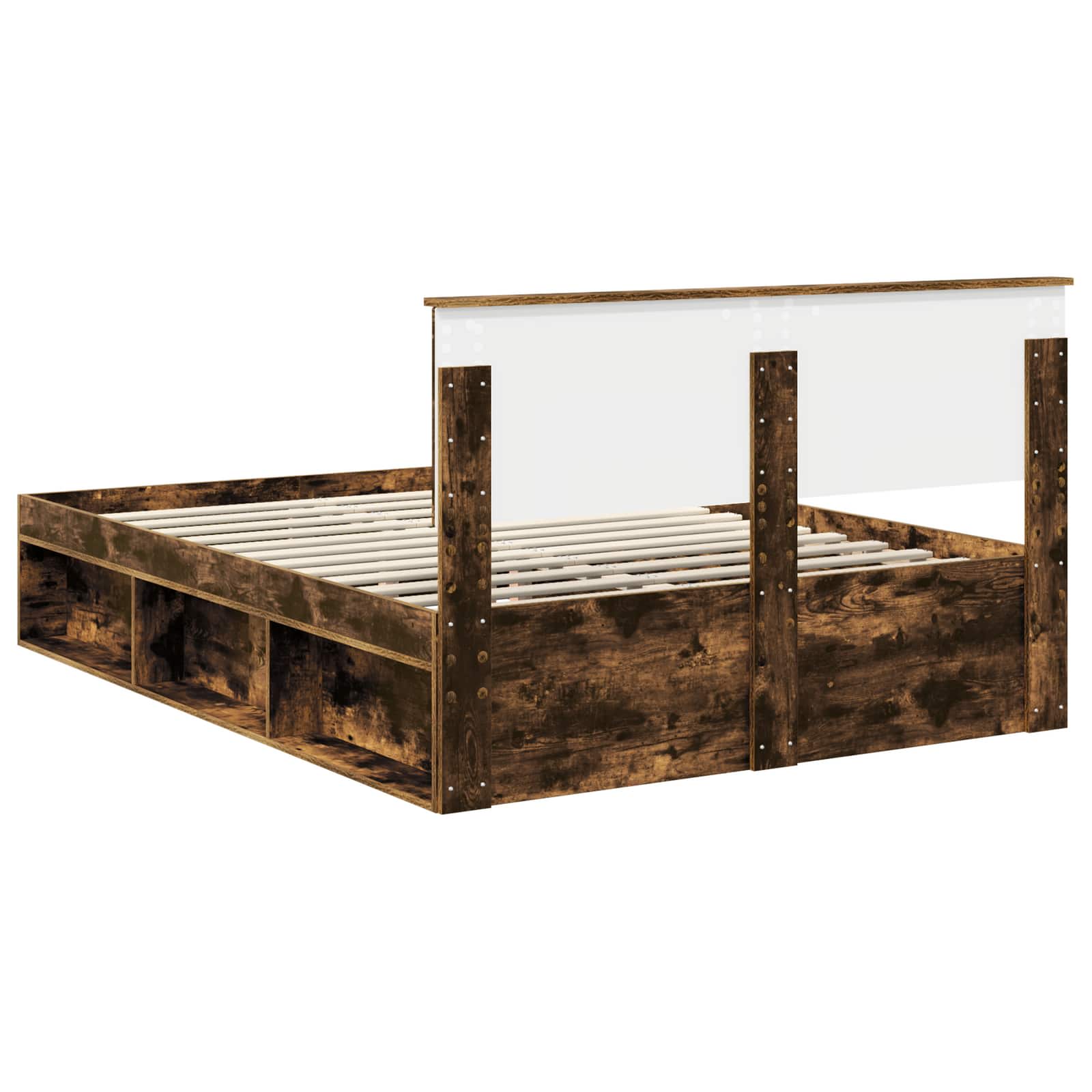 vidaXL Ramka łóżka Dąb wędzony 140 x 190 cm Lite drewno sosnowe