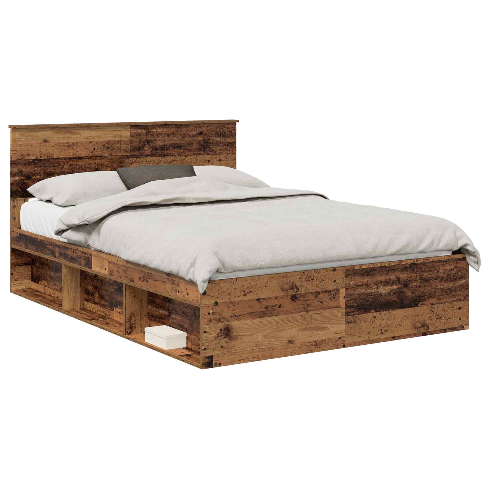 vidaXL Ramka łóżka Stare drewno 140 x 190 cm Lite drewno sosnowe