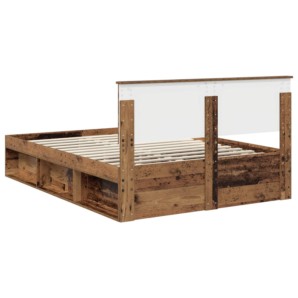 vidaXL Ramka łóżka Stare drewno 140 x 190 cm Lite drewno sosnowe