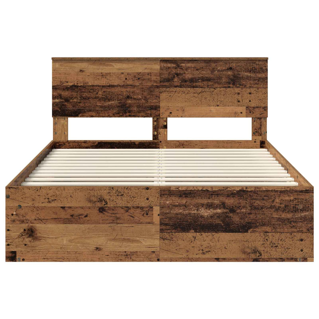 vidaXL Ramka łóżka Stare drewno 140 x 190 cm Lite drewno sosnowe