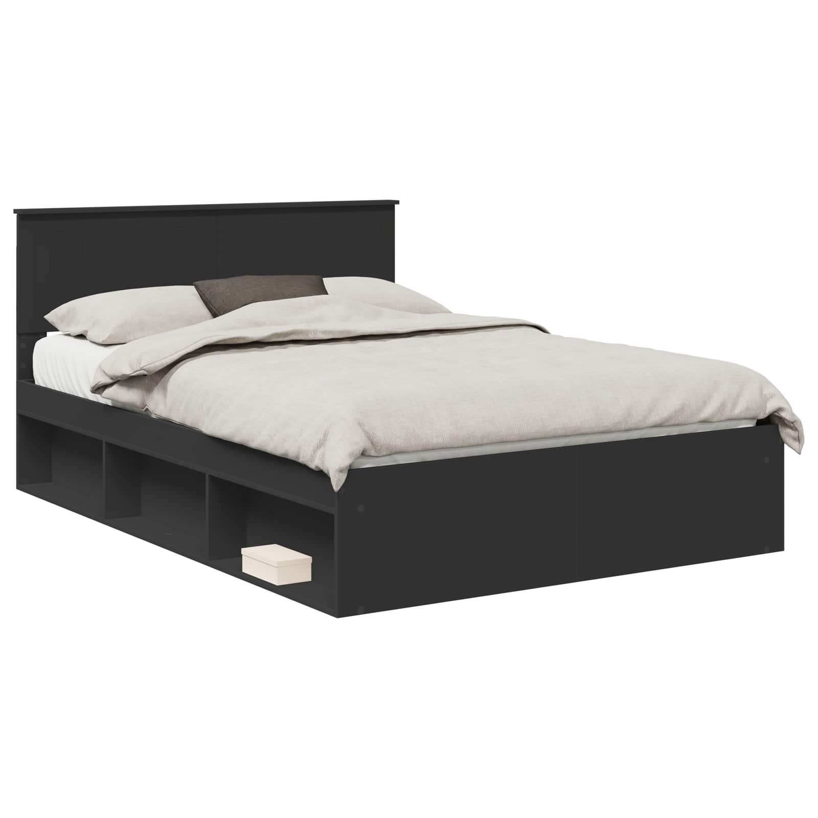 vidaXL Ramka łóżka Czarny 135 x 190 cm Lite drewno sosnowe