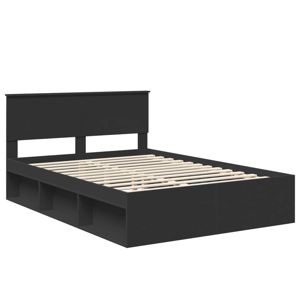 vidaXL Ramka łóżka Czarny 135 x 190 cm Lite drewno sosnowe