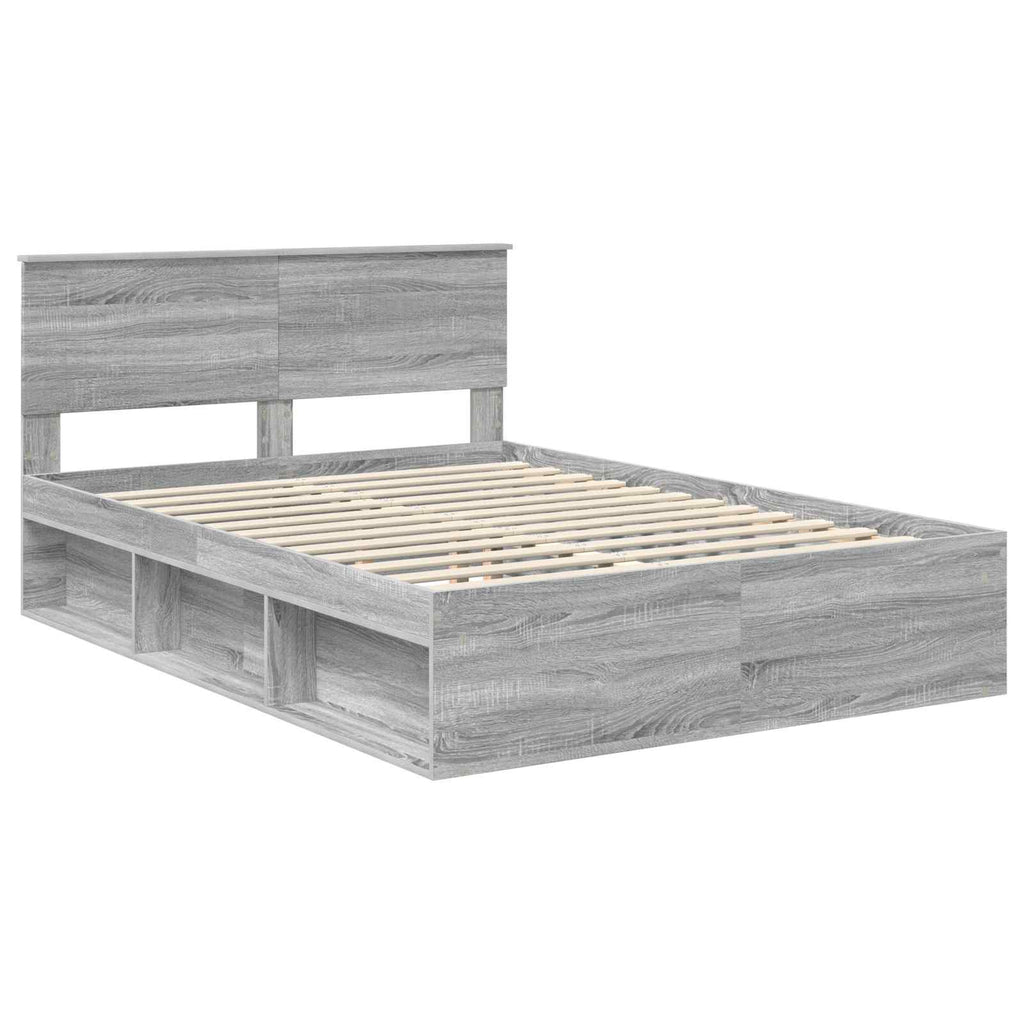 vidaXL Ramka łóżka Szary Sonoma 135 x 190 cm Lite drewno sosnowe