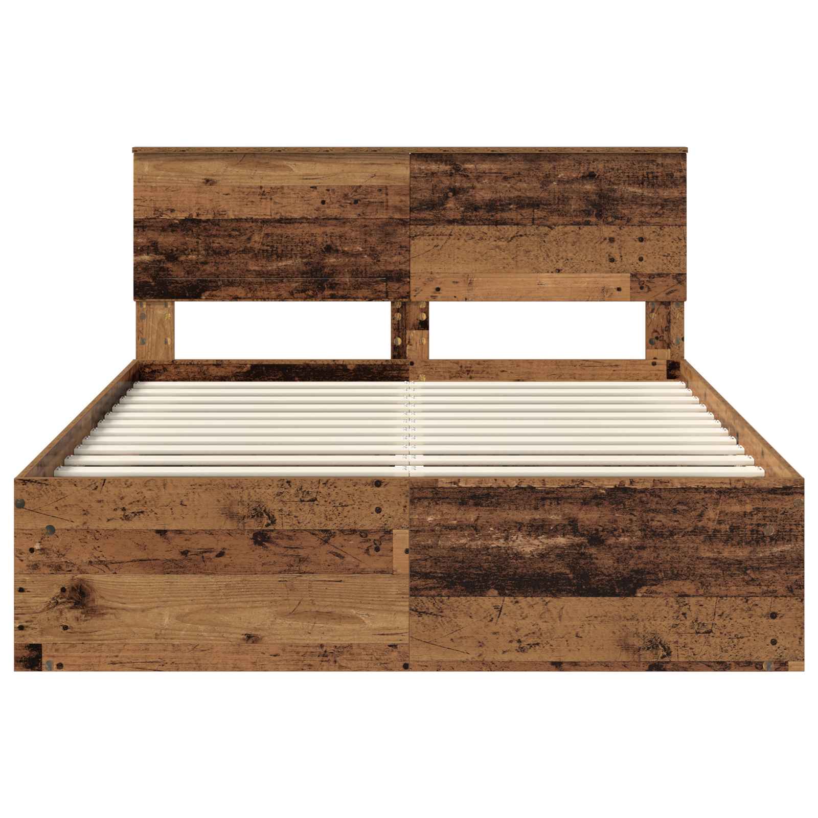 vidaXL Ramka łóżka Stare drewno 135 x 190 cm Lite drewno sosnowe