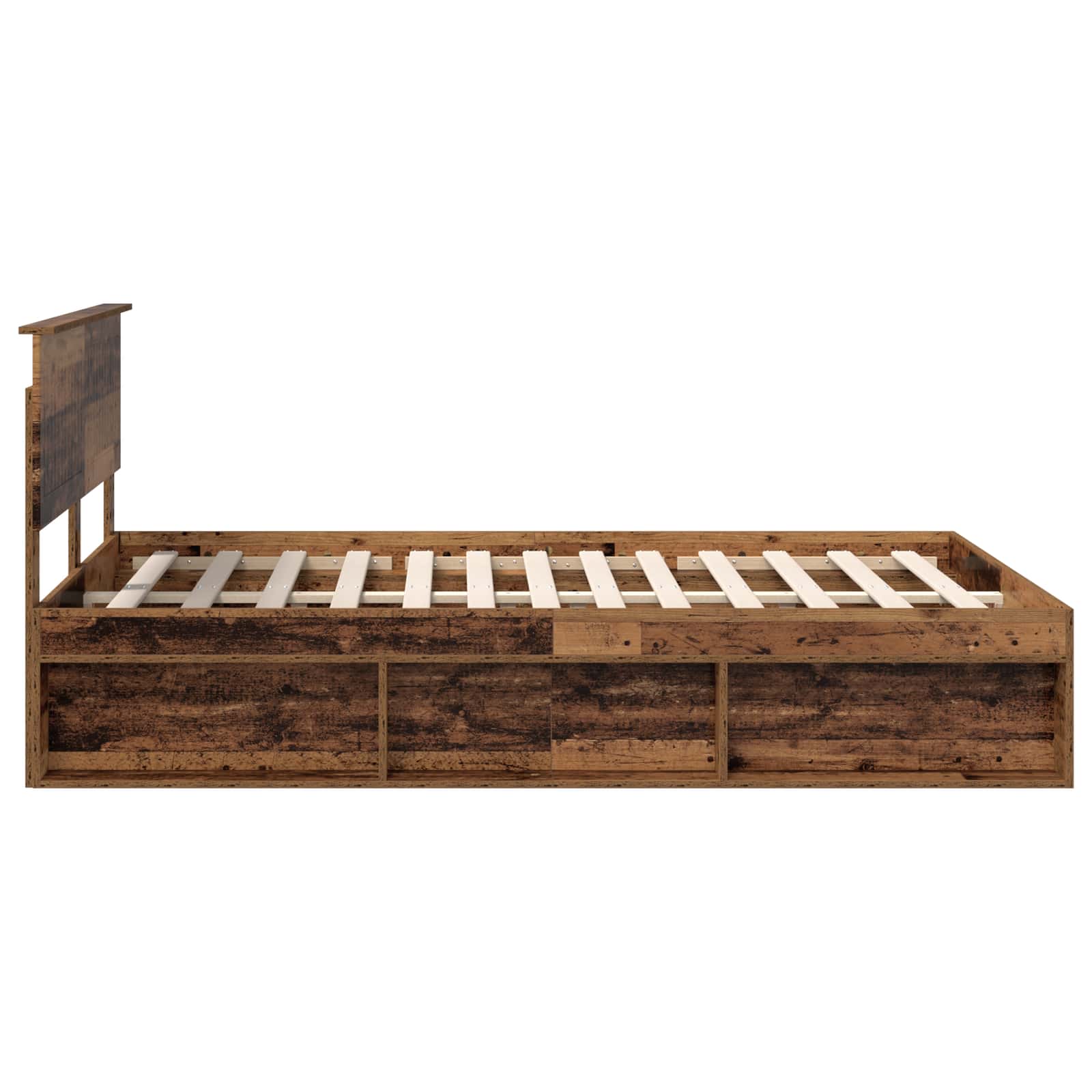 vidaXL Ramka łóżka Stare drewno 135 x 190 cm Lite drewno sosnowe