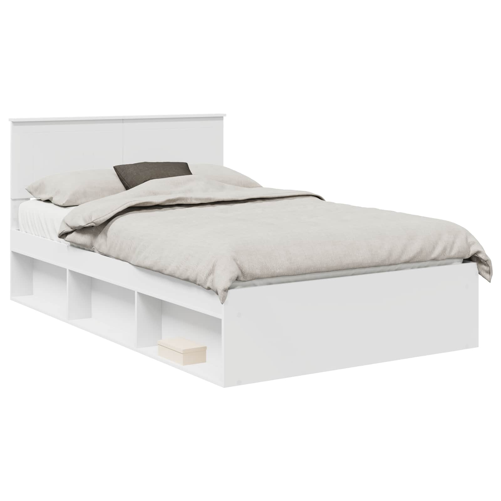 vidaXL Ramka łóżka Z zagłówkiem Biały 120 x 200 cm Lite drewno sosnowe