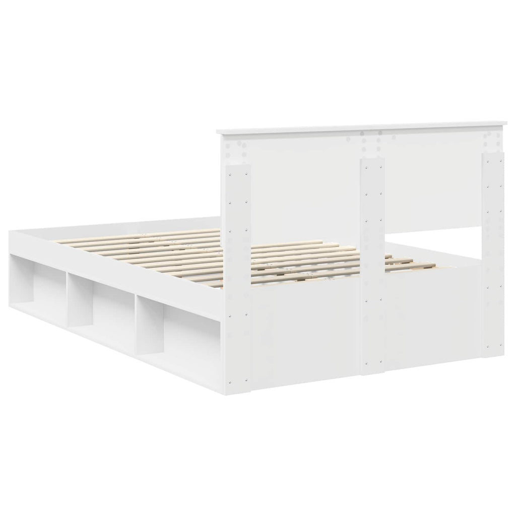vidaXL Ramka łóżka Z zagłówkiem Biały 120 x 200 cm Lite drewno sosnowe