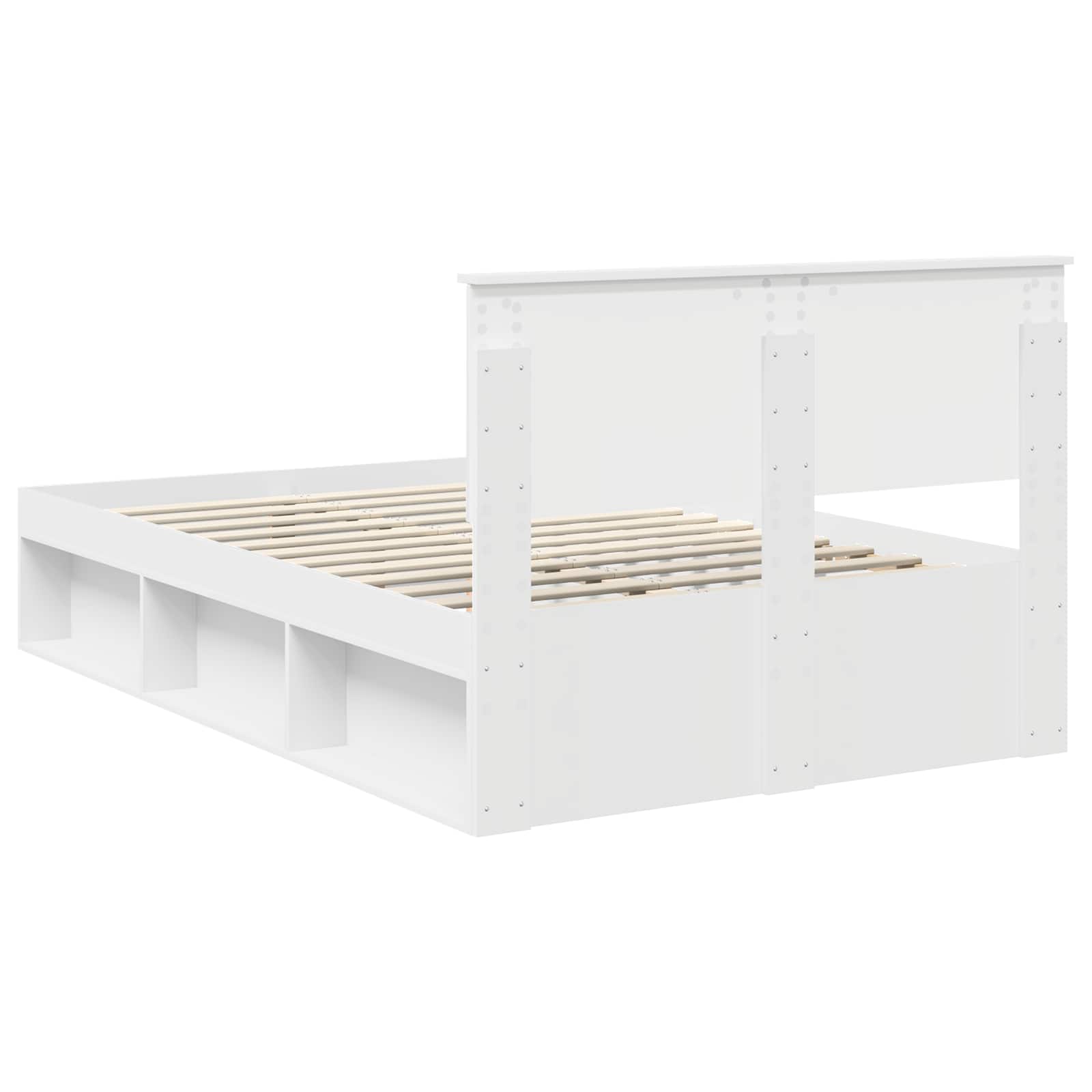 vidaXL Ramka łóżka Z zagłówkiem Biały 120 x 200 cm Lite drewno sosnowe