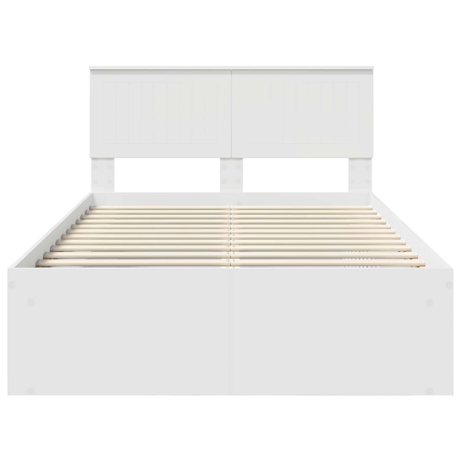 vidaXL Ramka łóżka Z zagłówkiem Biały 120 x 200 cm Lite drewno sosnowe