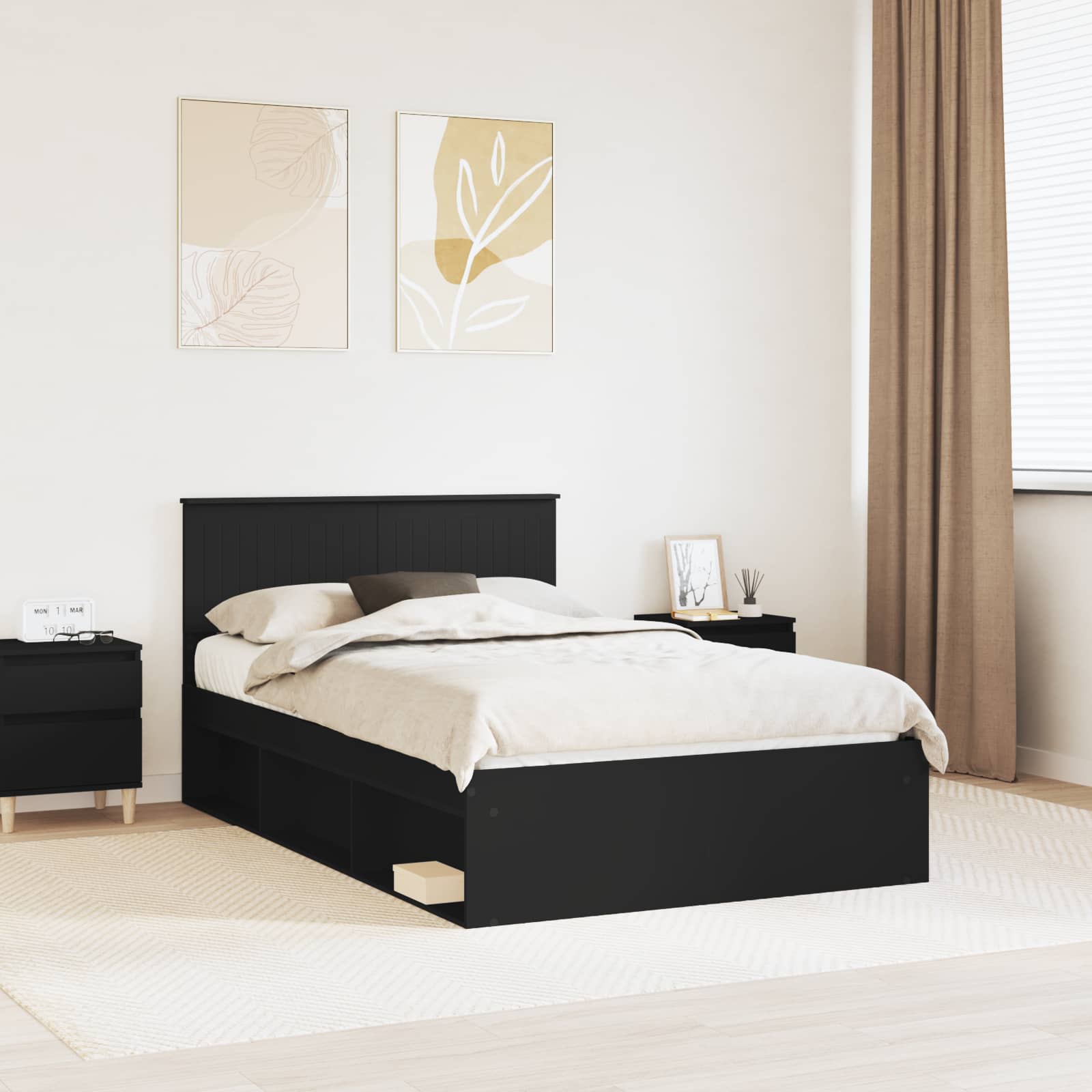 vidaXL Ramka łóżka Czarny 120 x 200 cm Lite drewno sosnowe