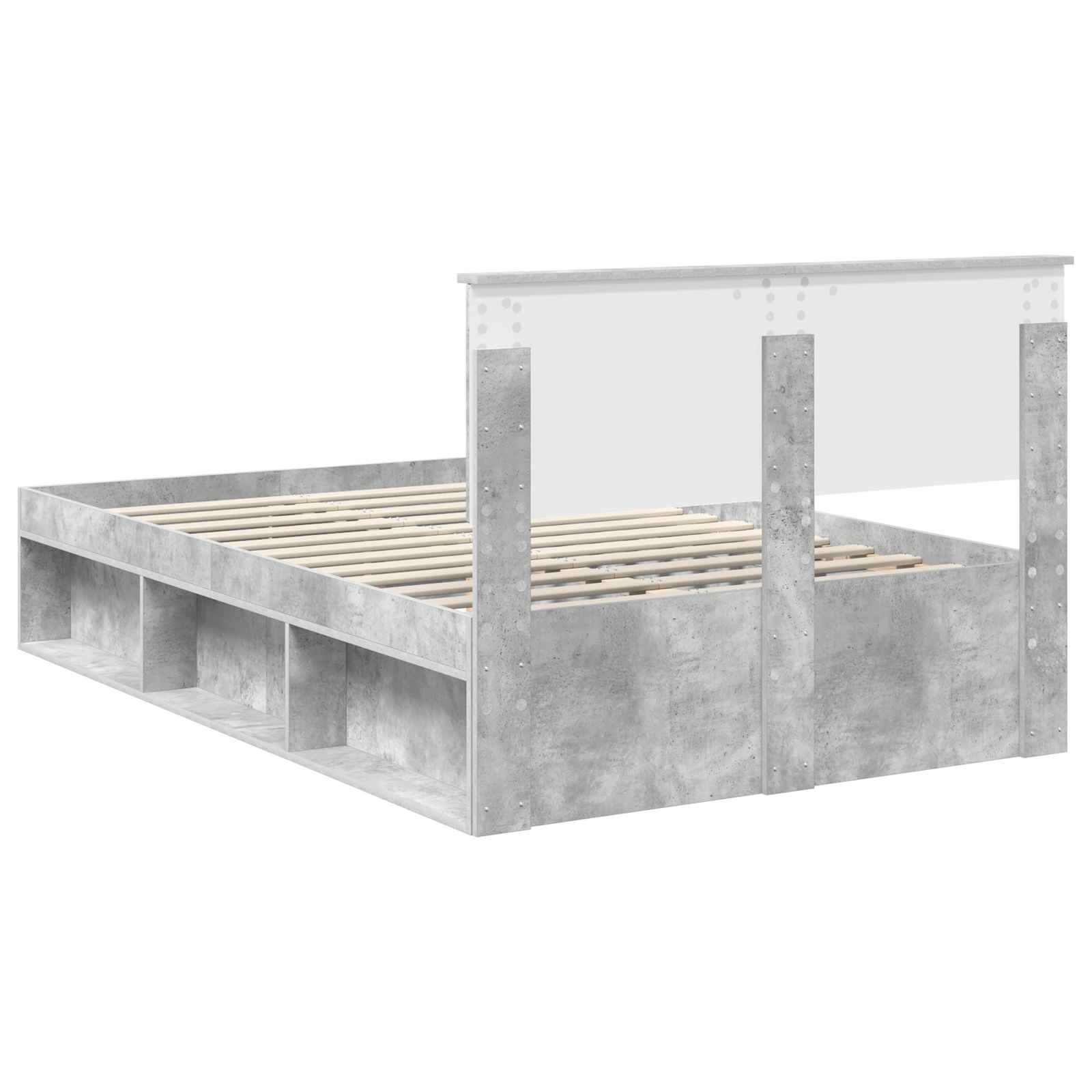 vidaXL Ramka łóżka Betonowy 120 x 200 cm Lite drewno sosnowe