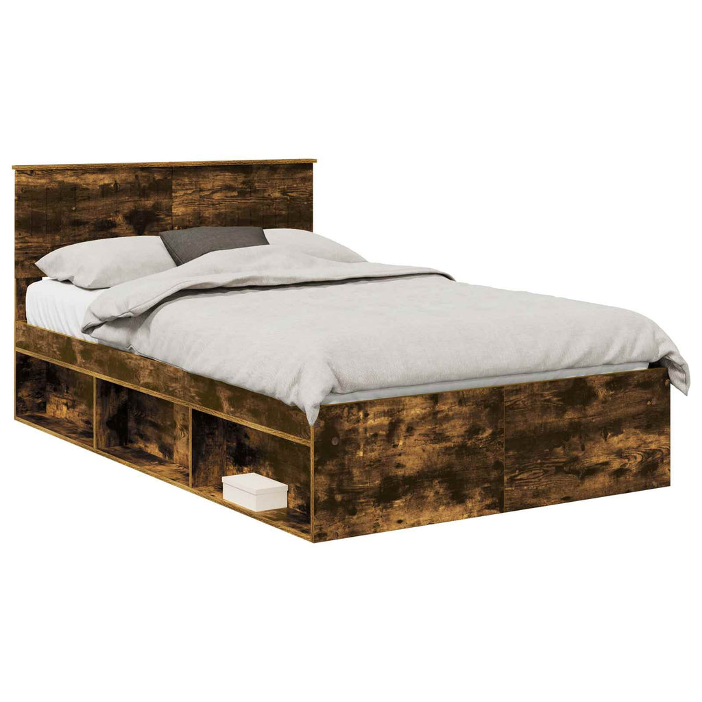 vidaXL Ramka łóżka Dąb wędzony 120 x 200 cm Lite drewno sosnowe