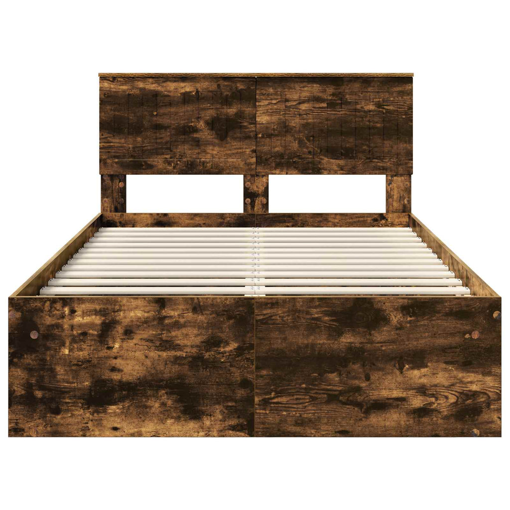 vidaXL Ramka łóżka Dąb wędzony 120 x 200 cm Lite drewno sosnowe