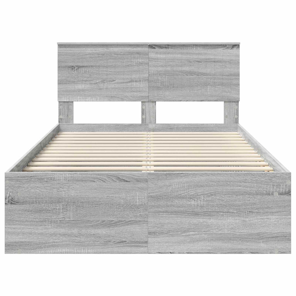 vidaXL Ramka łóżka Szary Sonoma 120 x 200 cm Lite drewno sosnowe