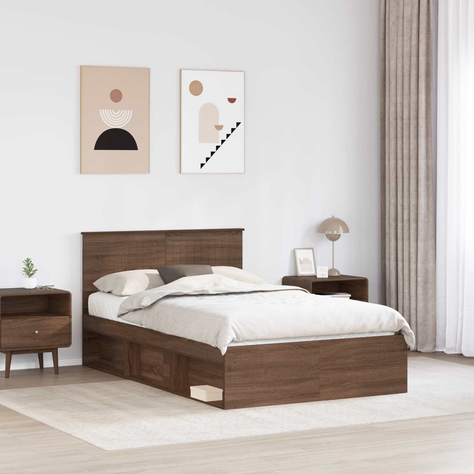 vidaXL Ramka łóżka Brązowy dąb 120 x 200 cm Lite drewno sosnowe