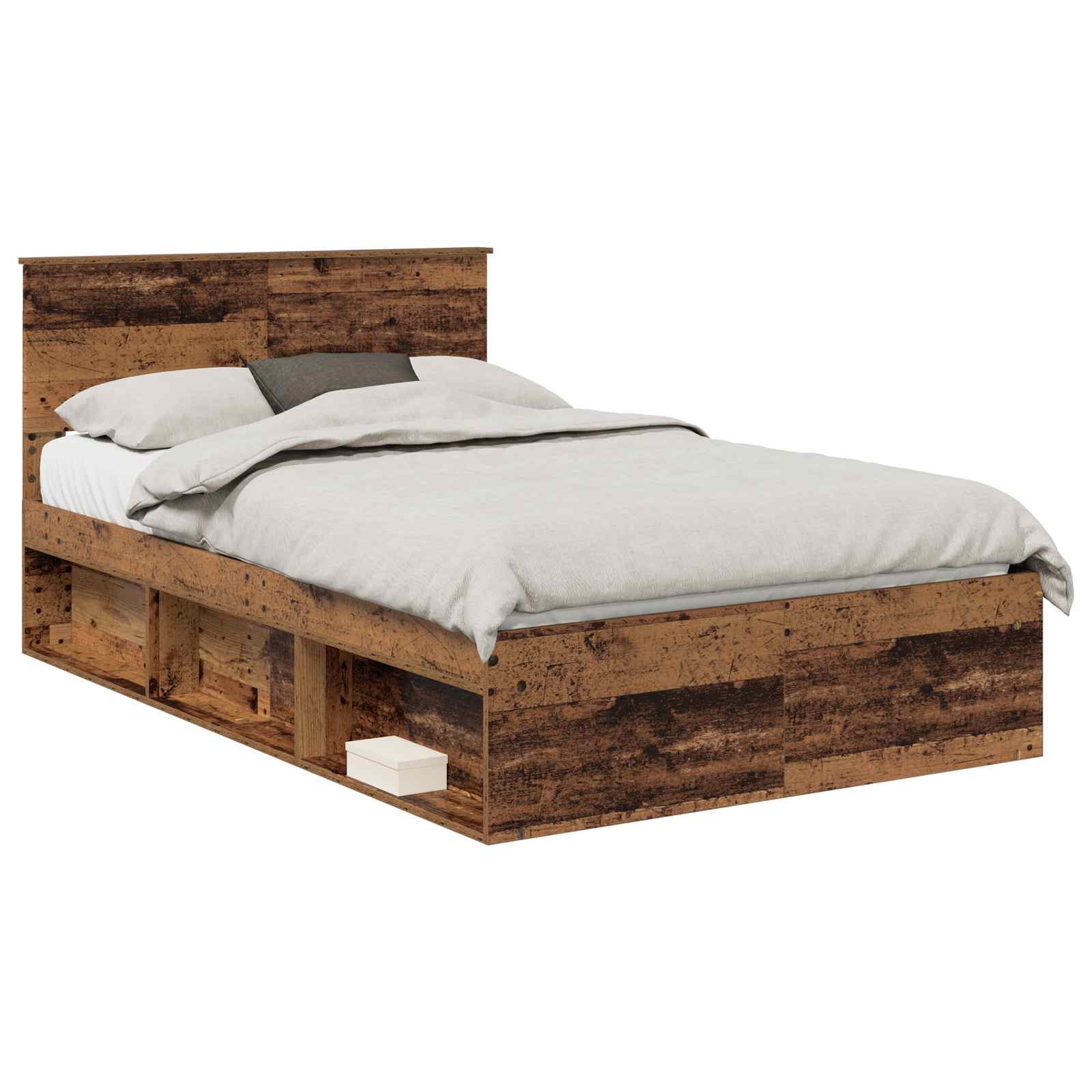 vidaXL Ramka łóżka Stare drewno 120 x 200 cm Lite drewno sosnowe