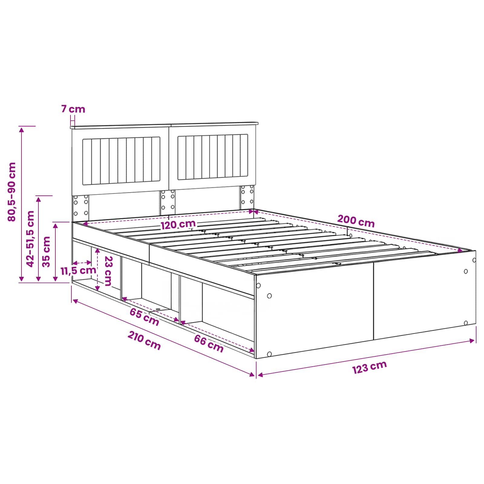vidaXL Ramka łóżka Stare drewno 120 x 200 cm Lite drewno sosnowe