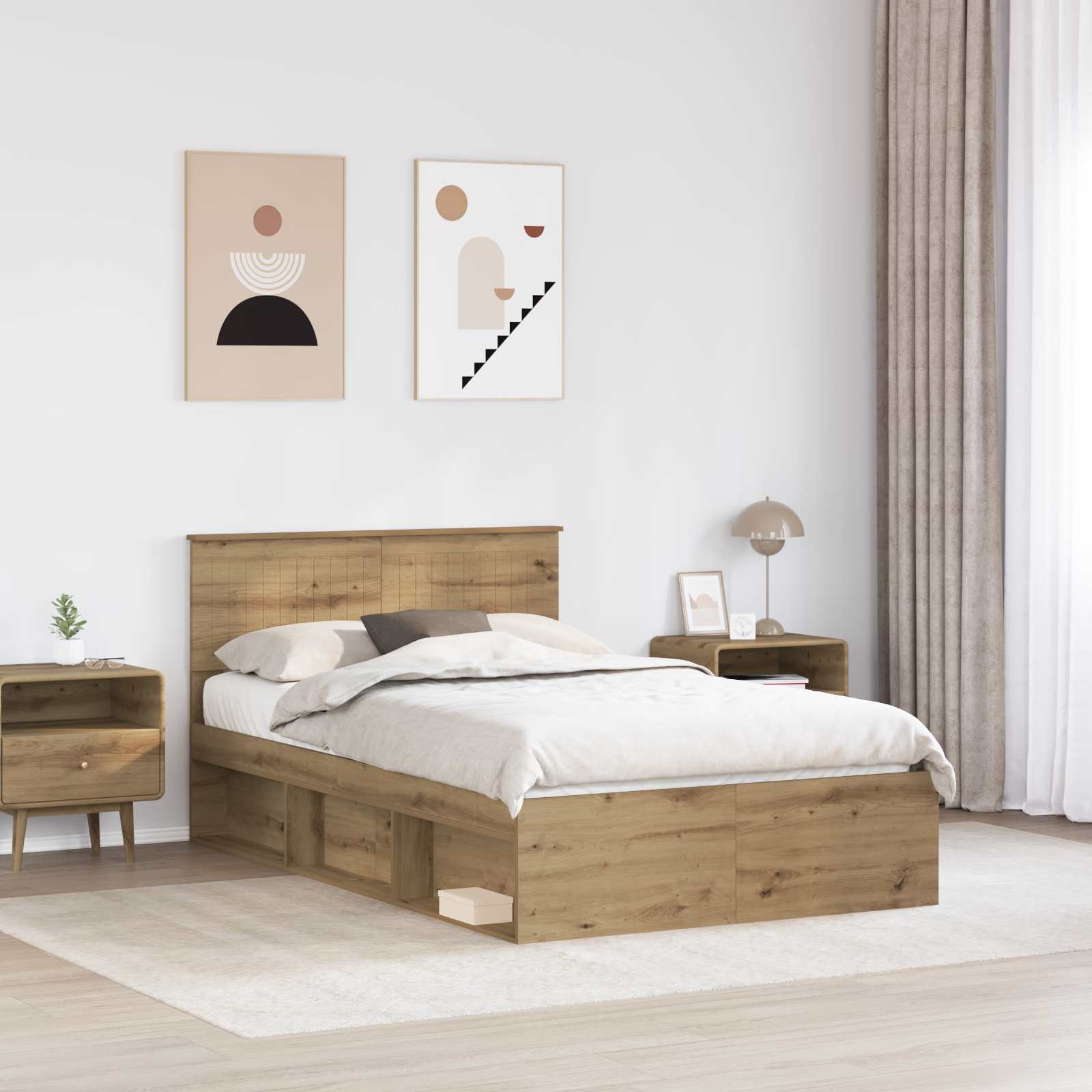 vidaXL Ramka łóżka Dąb rzemieślniczy 120 x 200 cm Lite drewno sosnowe