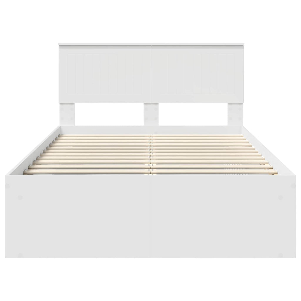 vidaXL Ramka łóżka Z zagłówkiem Biały 120 x 190 cm Lite drewno sosnowe
